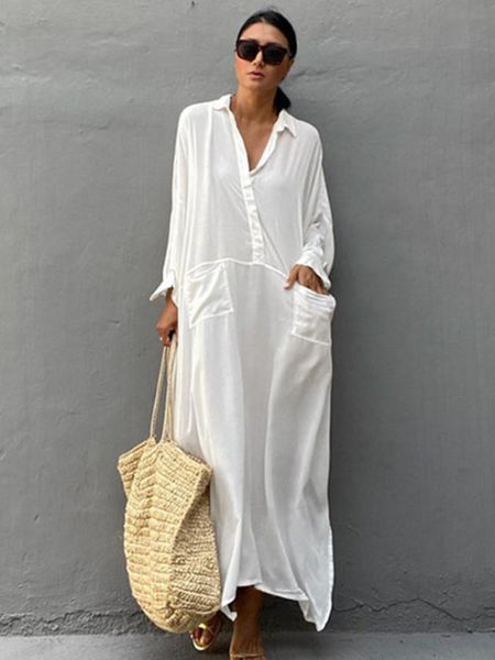 swimwear swimsuit cover up white maxi beach dresses kaftan kimono elegant pocket loose summer tunic beachwear bathing suits, White;black
swimwear swimsuit cover up white maxi beach dresses kaftan kimono elegant pocket loose summer tunic beachwear bathing suits, White;black