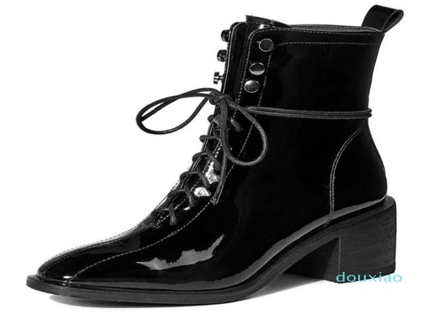 boots shoes brand pigskin patent leather round toe crosstied square thick heels autumn ankle6934030, Black
boots shoes brand pigskin patent leather round toe crosstied square thick heels autumn ankle6934030, Black