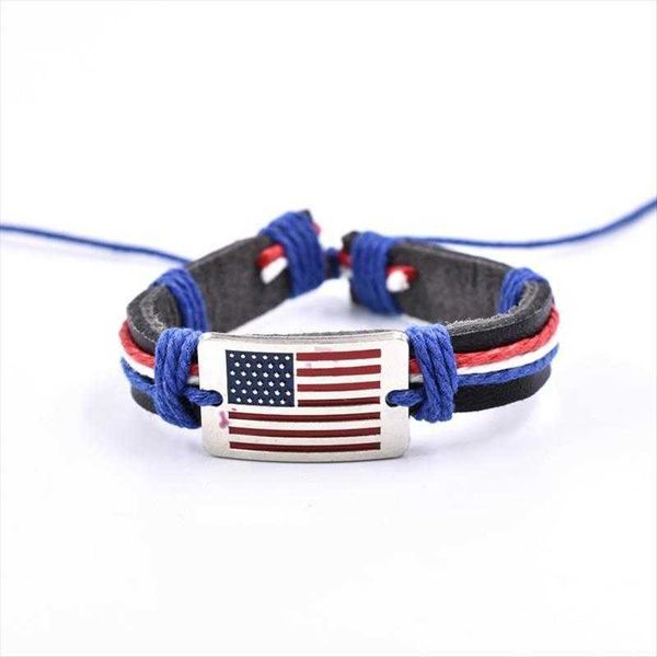 flag cowhide woven bracelet adjustable red white and blue wax line leather mens wholesale, Golden;silver
flag cowhide woven bracelet adjustable red white and blue wax line leather mens wholesale, Golden;silver