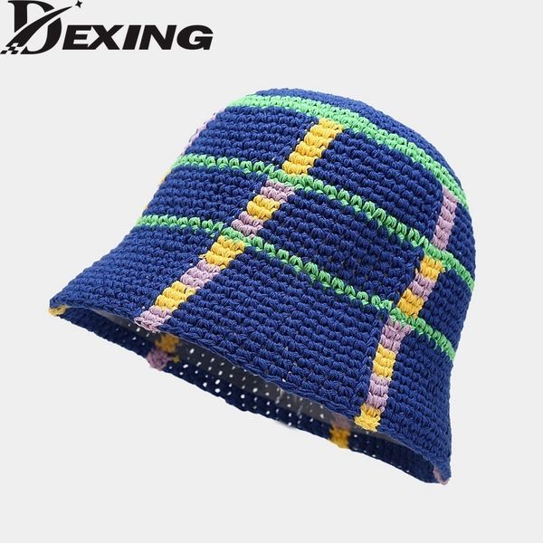 stingy brim hats hand woven cotton yarn crochet bucket hats women plaid fishermans hat ladies designer autumn winter panama knit hat 230511, Blue;gray
stingy brim hats hand woven cotton yarn crochet bucket hats women plaid fishermans hat ladies designer autumn winter panama knit hat 230511, Blue;gray