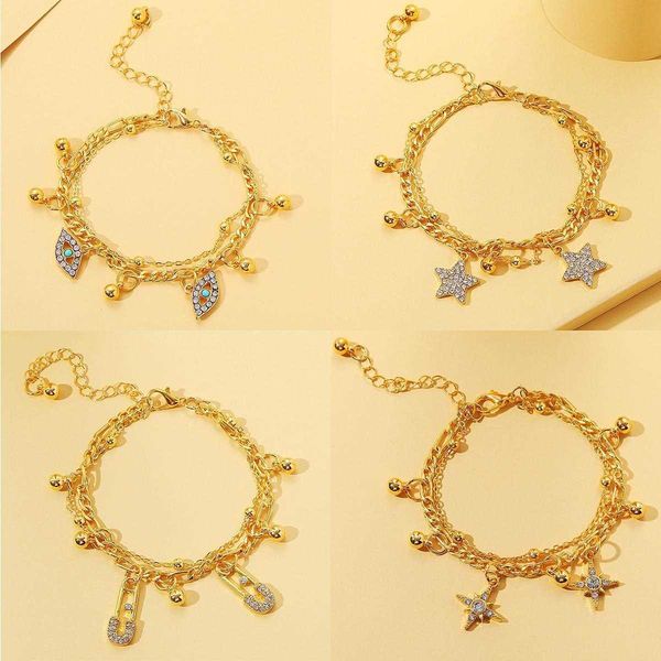 personalized niche bracelets design multi element pendant double layer bracelet trendy mens womens essential hand jewelry, Golden;silver
personalized niche bracelets design multi element pendant double layer bracelet trendy mens womens essential hand jewelry, Golden;silver