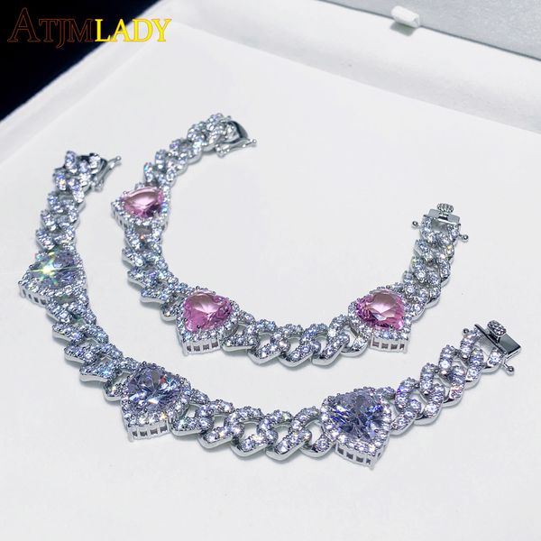 chain iced out bling cubic zirconia miami cuban link white pink heart cz charm bracelet luxury jewelry for women 230511, Black
chain iced out bling cubic zirconia miami cuban link white pink heart cz charm bracelet luxury jewelry for women 230511, Black