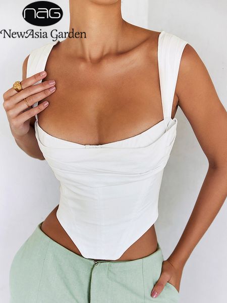 women's tanks camis asia white boned corset cut out ruched double layers elastic pads zip off shoulder tank summer fashion women 230511
women's tanks camis asia white boned corset cut out ruched double layers elastic pads zip off shoulder tank summer fashion women 230511