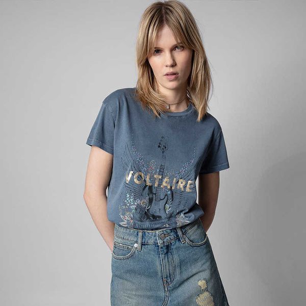 zadig voltaire summer cotton new women designer t shirt guitar letter stamping printing heavy industry washing fried color short sleeve fash, White
zadig voltaire summer cotton new women designer t shirt guitar letter stamping printing heavy industry washing fried color short sleeve fash, White