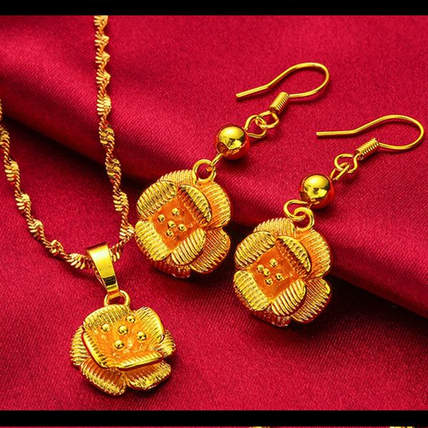 women pendant earrings gift flower shaped jewelry set 18k yellow gold filled classic fashion beautiful accessories, Slivery;golden
women pendant earrings gift flower shaped jewelry set 18k yellow gold filled classic fashion beautiful accessories, Slivery;golden