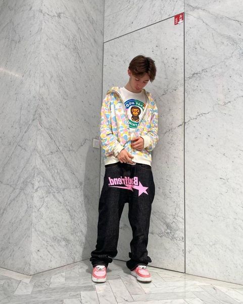 men's jeans harajuku street retro y2k printed men ins trendy brand loose straight-leg pants couple all-match casual, Blue
men's jeans harajuku street retro y2k printed men ins trendy brand loose straight-leg pants couple all-match casual, Blue