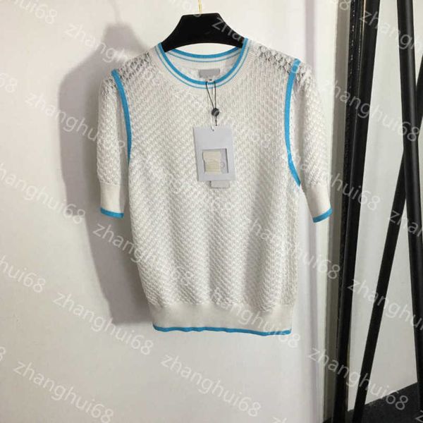 23ss womens designer clothing womens knits hollowed out color striped short sleeve knitted sweater womens clothes a1, White
23ss womens designer clothing womens knits hollowed out color striped short sleeve knitted sweater womens clothes a1, White