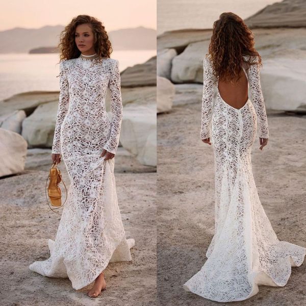 boho beach mermaid wedding dresses lace long sleeves bridal gown custom made backless wedding gowns, White
boho beach mermaid wedding dresses lace long sleeves bridal gown custom made backless wedding gowns, White