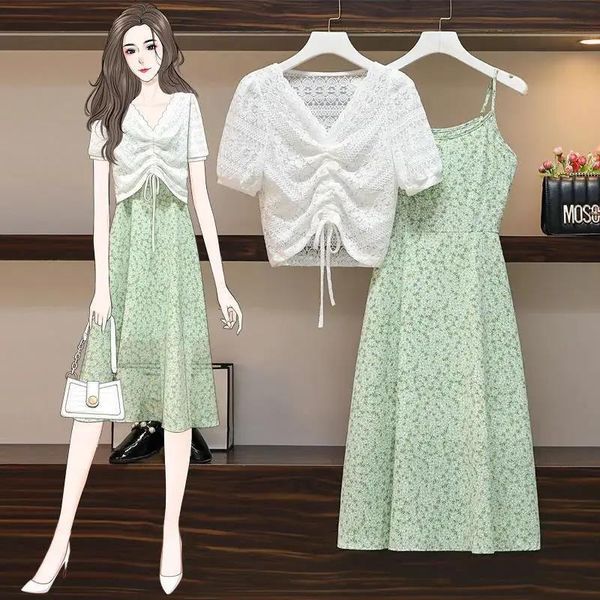 two piece dress summer suit dress female large size fashion drawstring lace small shirt suspenders floral casual dress two-piece set 230512, White
two piece dress summer suit dress female large size fashion drawstring lace small shirt suspenders floral casual dress two-piece set 230512, White