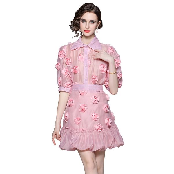 two piece dress 3d flower embroidery two piece set women dress suits summer floral shirt a line pleated mini short skirts sets 230512, White
two piece dress 3d flower embroidery two piece set women dress suits summer floral shirt a line pleated mini short skirts sets 230512, White