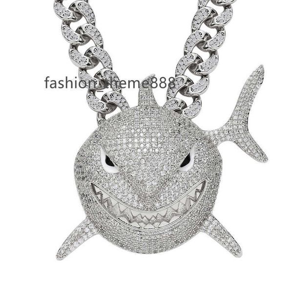 big shark pendant cuban link chain iced out shining lab diamond vvs1 moissanite stone pendant necklaces, Silver
big shark pendant cuban link chain iced out shining lab diamond vvs1 moissanite stone pendant necklaces, Silver