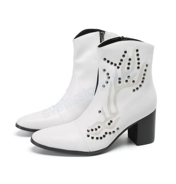 65cm heels punk style men039s cowboy short boots black white leather ankle boots men buckle slip on party botas hombre2908108
65cm heels punk style men039s cowboy short boots black white leather ankle boots men buckle slip on party botas hombre2908108