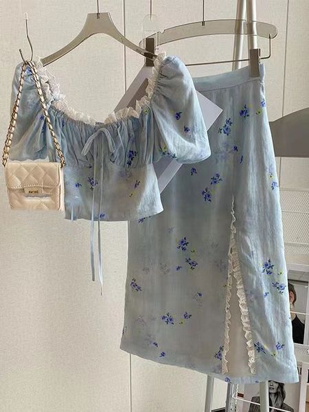two piece dress women two piece skirt outfits elegant printed dress ruffle short light blue floral slit skirt two-piece office suit 230512, White
two piece dress women two piece skirt outfits elegant printed dress ruffle short light blue floral slit skirt two-piece office suit 230512, White