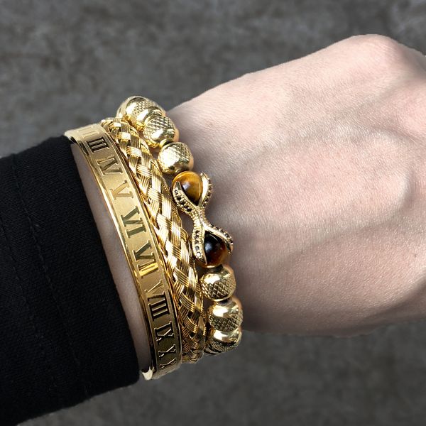 designer bead versatile dragon claw woven bracelet roman letter stainless steel mesh open bracelet three piece set bracelet fashion jewelry, Golden;silver
designer bead versatile dragon claw woven bracelet roman letter stainless steel mesh open bracelet three piece set bracelet fashion jewelry, Golden;silver