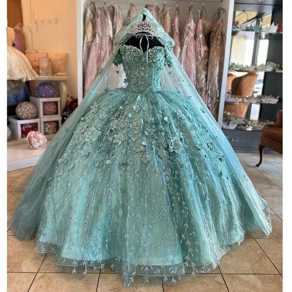 mint green quinceanera dresses with cape floral appliques lace-up back corset prom sweet 15 girls birthday party dress, Blue;red
mint green quinceanera dresses with cape floral appliques lace-up back corset prom sweet 15 girls birthday party dress, Blue;red