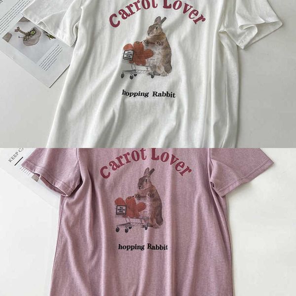 2022 summer new carrot lover~rabbit print short sleeve t-shirt women's loose and slim versatile 8, White
2022 summer new carrot lover~rabbit print short sleeve t-shirt women's loose and slim versatile 8, White