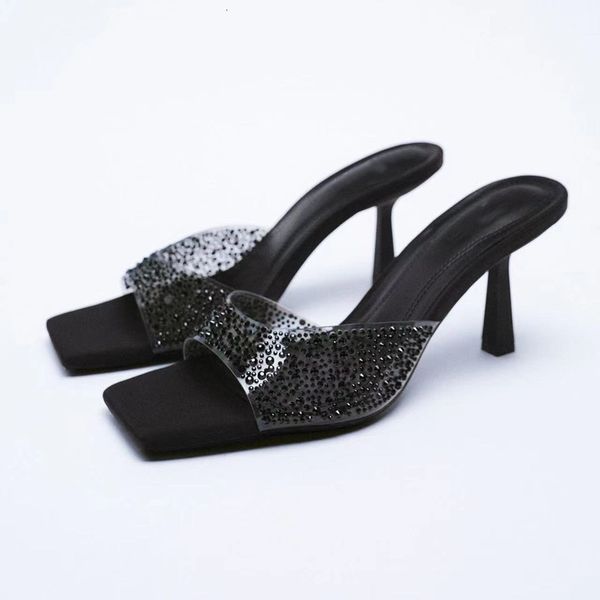 sandals traf high heel slippers women summer black transparent heeled luxury rhinestones woman comfort plus size heels 230512
sandals traf high heel slippers women summer black transparent heeled luxury rhinestones woman comfort plus size heels 230512