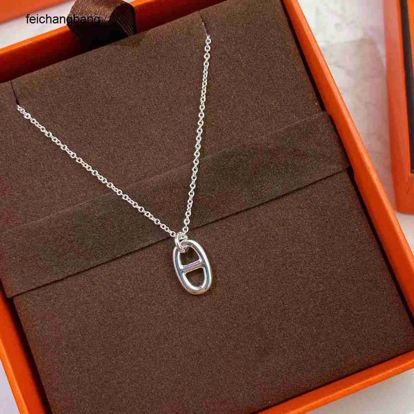 h ermes designer necklace s925 sterling silver fashion pig nose personality simple women s style, Black
h ermes designer necklace s925 sterling silver fashion pig nose personality simple women s style, Black