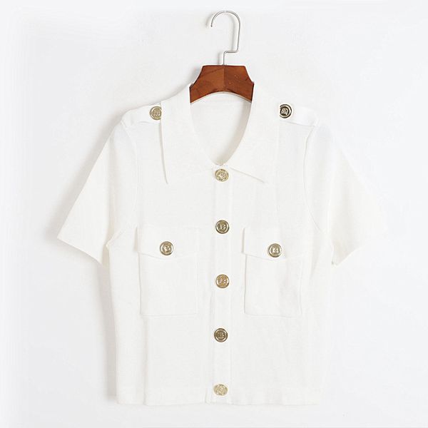 425 2023 runway summer brand same style sweater short sleeve lapel neck white black pink fashion clothes womens dl
425 2023 runway summer brand same style sweater short sleeve lapel neck white black pink fashion clothes womens dl