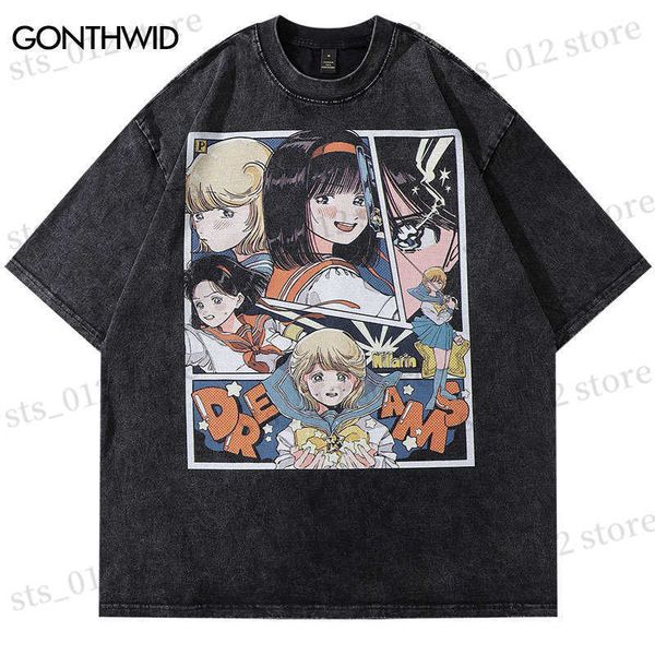 men's t-shirts harajuku vintage tshirt streetwear japanese anime cartoon girl print washed short sleeve t-shirt 2023 men casual loose t, White;black
men's t-shirts harajuku vintage tshirt streetwear japanese anime cartoon girl print washed short sleeve t-shirt 2023 men casual loose t, White;black