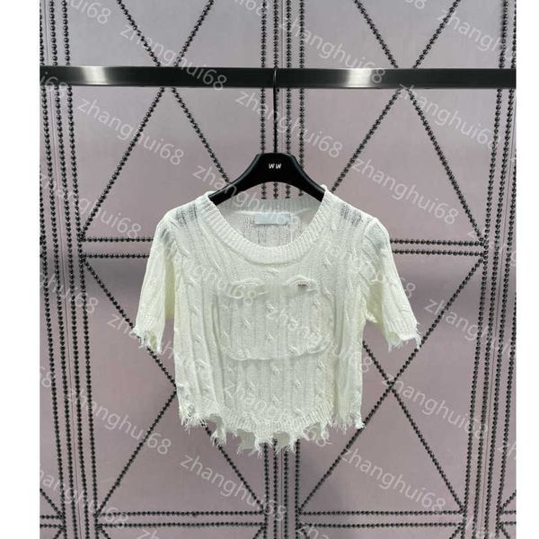 23ss womens designer clothing womens knits crewneck new beaded letter ripped fringe short sleeve knitted womens clothes a1, White
23ss womens designer clothing womens knits crewneck new beaded letter ripped fringe short sleeve knitted womens clothes a1, White