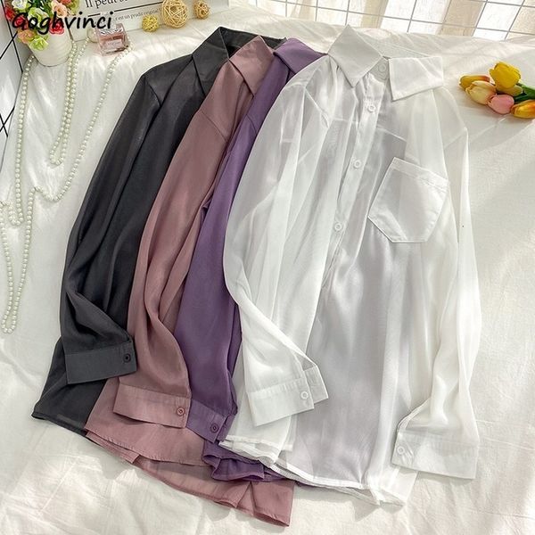 women's blouses shirts blouses shirts women summer solid color thin sun-proof chic fashion korean style vintage loose womens outwear al, White 
women's blouses shirts blouses shirts women summer solid color thin sun-proof chic fashion korean style vintage loose womens outwear al, White