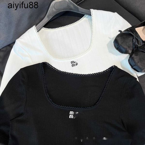23 spring/summer new big neck embroidery letter decorative design gentle and casual short sleeve t-shirt top, White
23 spring/summer new big neck embroidery letter decorative design gentle and casual short sleeve t-shirt top, White