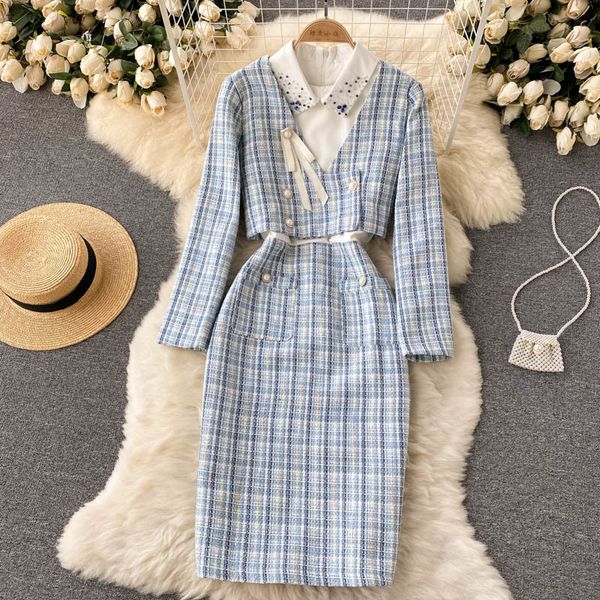 two piece dress two piece sets womens outifits autumn open stitch plaid coatpolo collar vest patchwork high waist dresses chic women dress s, White
two piece dress two piece sets womens outifits autumn open stitch plaid coatpolo collar vest patchwork high waist dresses chic women dress s, White