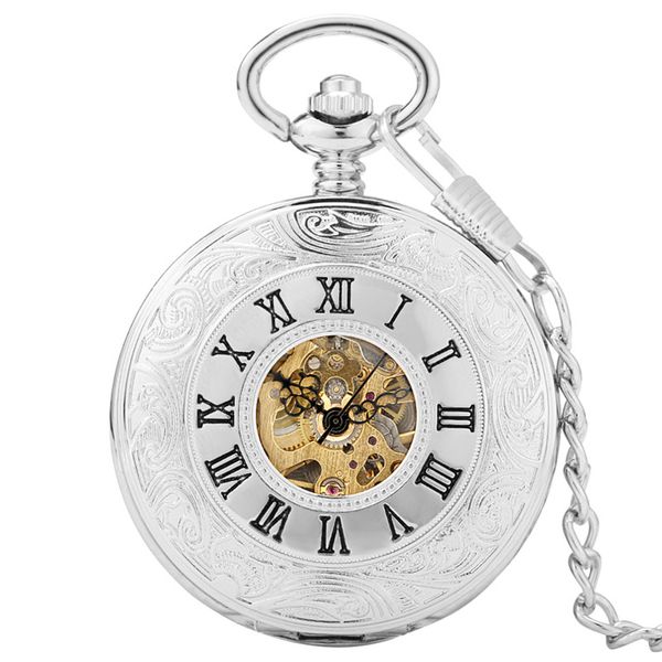 retro vintage silver pocket watch men women handwinding mechanical timepiece skeleton double hunter pendant fob chain reloj de bol285h, Slivery;golden
retro vintage silver pocket watch men women handwinding mechanical timepiece skeleton double hunter pendant fob chain reloj de bol285h, Slivery;golden