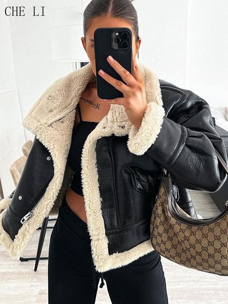 fur streetwear women's motorcycle leather jacket vintage za pu jackets female winter warm black fur thick plus velvet short outwear
fur streetwear women's motorcycle leather jacket vintage za pu jackets female winter warm black fur thick plus velvet short outwear
