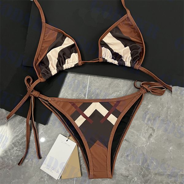 brown check bikini womens lace up swimwear new plaid print swimsuit triangle bikinis two piece, White;black
brown check bikini womens lace up swimwear new plaid print swimsuit triangle bikinis two piece, White;black
