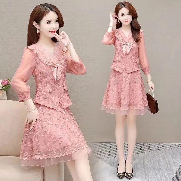 two piece dress high-end pink suit skirt temperament is thin spring summer skirt sets fashion two-piece set of floral dress bow tie shirt 23, White
two piece dress high-end pink suit skirt temperament is thin spring summer skirt sets fashion two-piece set of floral dress bow tie shirt 23, White