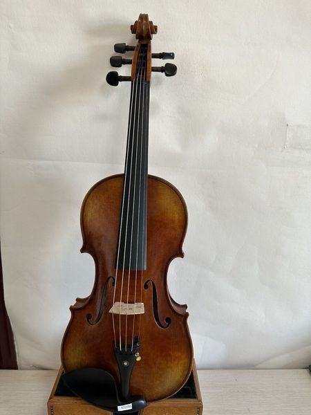 

5 strings 4/4 violin solid flamed maple back spruce hand carved k2986