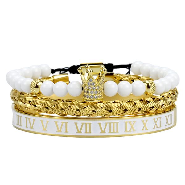 designer jewelry crown charm gold skull bracelet stainless steel white enamel roman numerals bracelet fashion jewelry, Golden;silver
designer jewelry crown charm gold skull bracelet stainless steel white enamel roman numerals bracelet fashion jewelry, Golden;silver