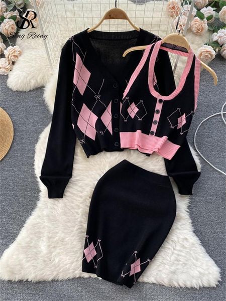 dress singreiny plaid knitted sets women halter short tank v neck loose cardigan+mini knit skirt autumn sweater three pieces suits, White
dress singreiny plaid knitted sets women halter short tank v neck loose cardigan+mini knit skirt autumn sweater three pieces suits, White