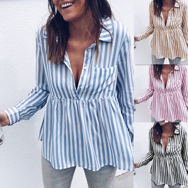 women's blouses shirts bkld women striped long sleeve work blouse shirts female casual loose blusas autumn office lady pocket blouse 2, White
women's blouses shirts bkld women striped long sleeve work blouse shirts female casual loose blusas autumn office lady pocket blouse 2, White
