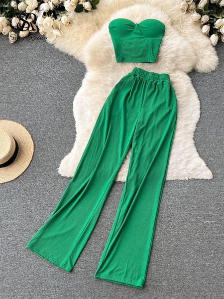 pants singreiny women solid two pieces sets summer strapless slim camisole + wide leg long pants sets streetwear two piece suits, White
pants singreiny women solid two pieces sets summer strapless slim camisole + wide leg long pants sets streetwear two piece suits, White