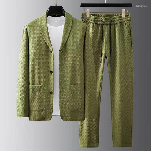 spring summer men blazer suit long solid waffler pleats jacket drawstring pants casual korean slim two-piece set, Gray
spring summer men blazer suit long solid waffler pleats jacket drawstring pants casual korean slim two-piece set, Gray