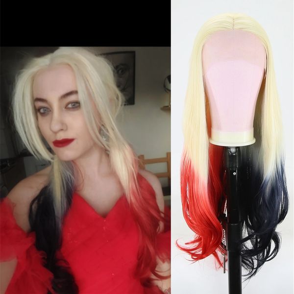 ombre blonde to blue red long wavy transparent lace front synthetic hair wigs body wave lace frontal wigs daily wear, Black
ombre blonde to blue red long wavy transparent lace front synthetic hair wigs body wave lace frontal wigs daily wear, Black
