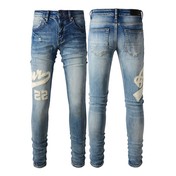 men's fashionable jeans, brand designer jeans, men's tight fitting printed letters, torn pants, denim straight tube street fitting, Blue
men's fashionable jeans, brand designer jeans, men's tight fitting printed letters, torn pants, denim straight tube street fitting, Blue