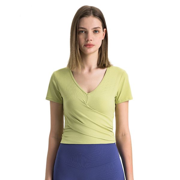 yoga outfits l u yoga clothes women's ribbed v-neck short sleeve cross pleated waist collection slimming sports fitness t-shirt
yoga outfits l u yoga clothes women's ribbed v-neck short sleeve cross pleated waist collection slimming sports fitness t-shirt