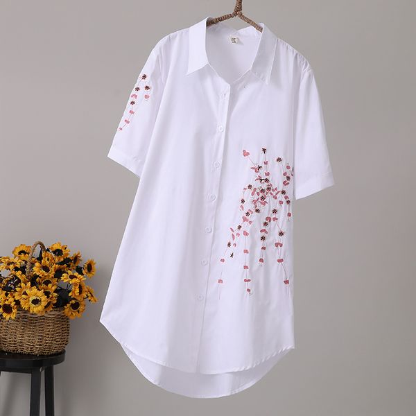 women's blouses shirts long vintage women spring summer 100% cotton loose flower embroidery short-sleeved ethnic chic blouse shirts 23, White
women's blouses shirts long vintage women spring summer 100% cotton loose flower embroidery short-sleeved ethnic chic blouse shirts 23, White