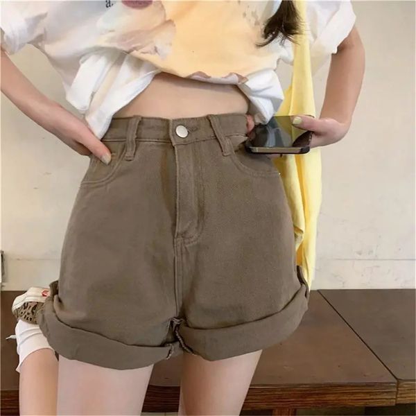 women's shorts brown rolled wide-leg denim shorts women korean retro high waist casual jeans pants korean summer loose a line shorts fe, White;black
women's shorts brown rolled wide-leg denim shorts women korean retro high waist casual jeans pants korean summer loose a line shorts fe, White;black
