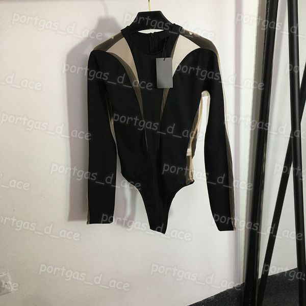 luxury designer women t shirts see through leotard fashion long sleeve round one piece rompers, Black
luxury designer women t shirts see through leotard fashion long sleeve round one piece rompers, Black