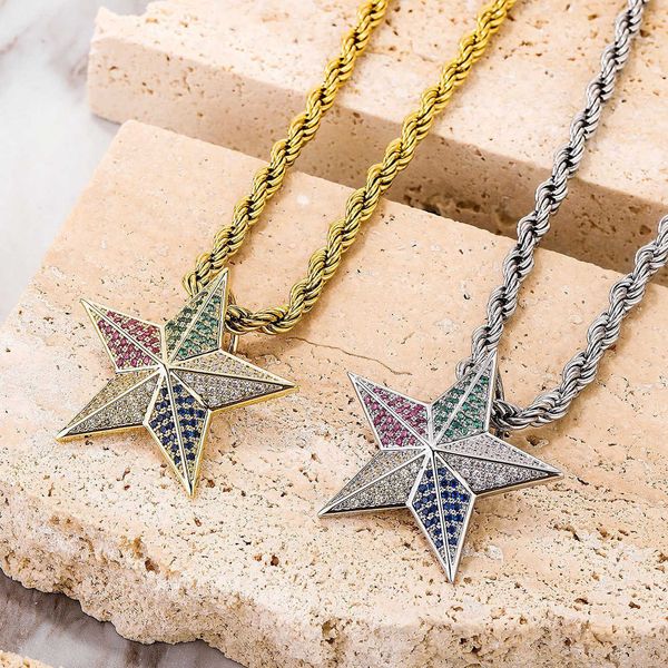 new menss hip hop colorful cubic zirconia star pendant necklace full diamond multi-color pentagram charm brooch copper set zirconium fashion, Silver
new menss hip hop colorful cubic zirconia star pendant necklace full diamond multi-color pentagram charm brooch copper set zirconium fashion, Silver