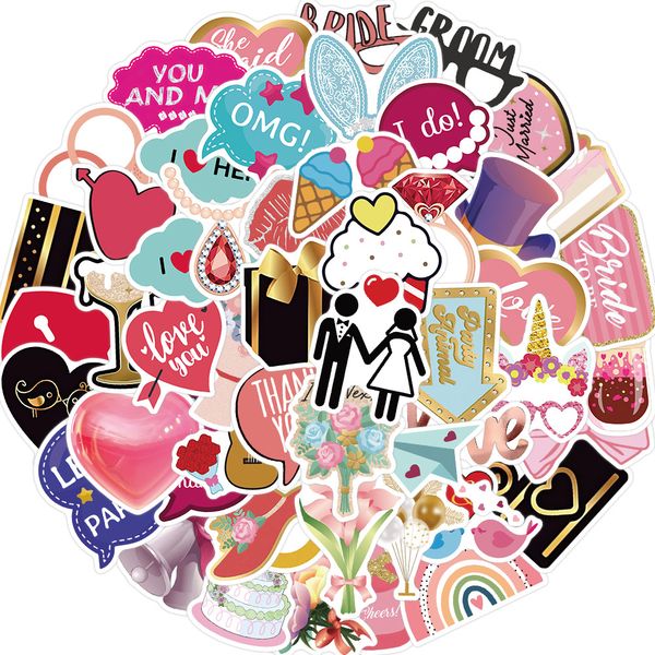 

50pcs-pack wedding stickers wall stickers wholesale vinyl sticker waterproof lap car scrapbooking guitar box skateboard jdm luggage decal