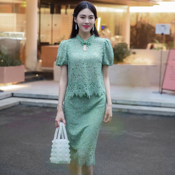 two piece dress simeizi improved lace cheongsam suits for women's clothing dress summer loose fashion two-piece skirt 230512, White
two piece dress simeizi improved lace cheongsam suits for women's clothing dress summer loose fashion two-piece skirt 230512, White