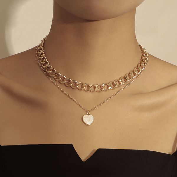 punk double-layer love fritillary pendant necklace female light luxury choker designer for women 01, Silver
punk double-layer love fritillary pendant necklace female light luxury choker designer for women 01, Silver