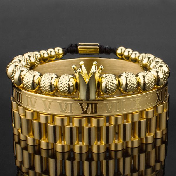 designer pearl crown knitted bracelet roman letter stainless steel mesh open bracelet three piece set bracelet fashion jewelry, Golden;silver
designer pearl crown knitted bracelet roman letter stainless steel mesh open bracelet three piece set bracelet fashion jewelry, Golden;silver