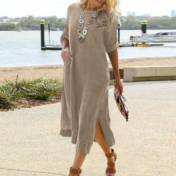dresses casual pocket long sleeve loose slit dresses 2022 spring summer harajuku party dress vintage women solid cotton linen maxi dress, Black;gray
dresses casual pocket long sleeve loose slit dresses 2022 spring summer harajuku party dress vintage women solid cotton linen maxi dress, Black;gray